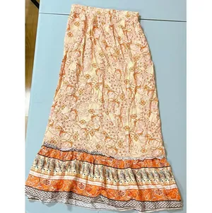 Orange Floral Paisley Boho Bohemian Maxi Skirt Bottoms Size S 🌻✨ thumbnail 2