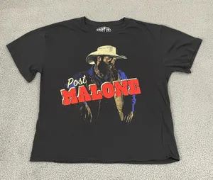 Post Malone Posty Co Shirt Women XXL Black Cowboy Graphic Short‎ Sleeve thumbnail 1