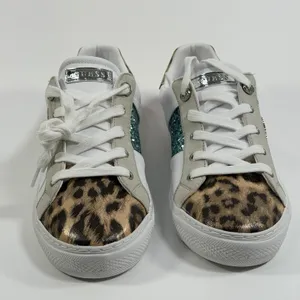 GUESS Size-11M Loven 3 Low Profile Sneaker White Ocean Leopard thumbnail 10