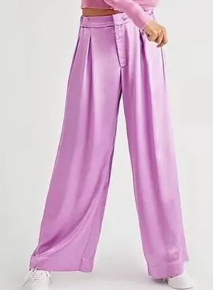Free People Good Days Satin Trousers Purple Medium Festival Party Going Out thumbnail 1