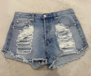 MINKPINK High Waisted Distressed Denim Shorts Size Large thumbnail 1