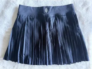 Free People Navy Blue Pleated Mesh Mini Skirt Built-In Shorts XS/S thumbnail 6