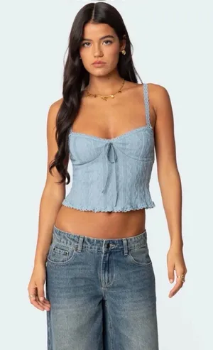 Edikted Blue Lace Top thumbnail 4