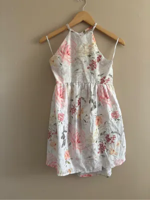 Lulus Alwynn Ivory Floral Halter Mini Dress Size XS Vacation Sleeveless Party thumbnail 4