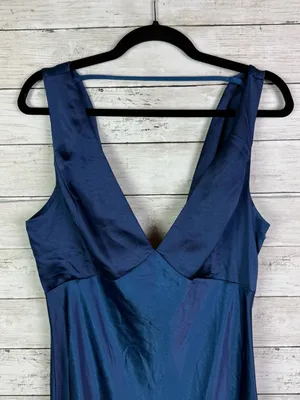 Lulus Incredible Love Navy Satin Cowl Back Midi Slip Dress Size Large thumbnail 4