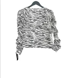 NWT Chaser BLISS KNIT SHIRRED RAGLAN PULLOVER XS Animal Prit Black White Y2k thumbnail 7
