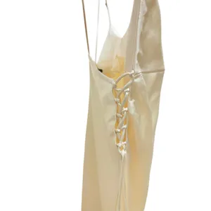 Zara Spaghetti Straps Side Lace-Up Satin Slip dress in Cream size Medium NWT thumbnail 2
