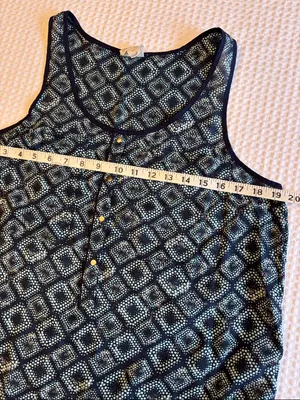 Converse Medium Navy Turquoise Blue Tile Geometric Henley Tank Top thumbnail 11