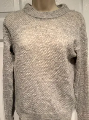 Quince Merino Wool Baby Alpaca Blend Sweater Sz XS Light Gray Minimalist‎ Cozy thumbnail 1