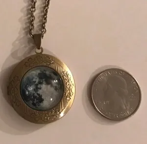 Moon Photo Locket Long Necklace. New Multiple thumbnail 5