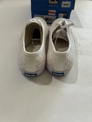 Keds Women's White Floral Crochet Lace-Up Sneakers thumbnail 3