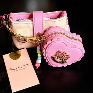 Juicy Couture Sweet Break Time Wristlet Sandstone Pink Heart Pouch NWT thumbnail 8
