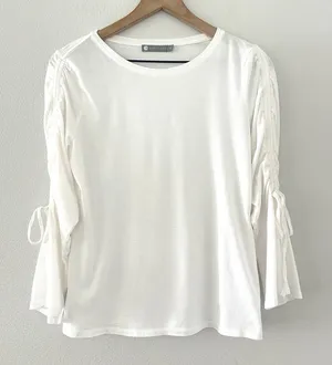 100% Cotton Tie Bell Sleeve Top InCashmere S Whimsy Fairy Ren Faire Boho Cottage thumbnail 1