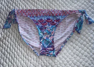 Lilly Pulitzer Bikini Bottom in Blue & Pink & Red Ocean Shell Print thumbnail 1