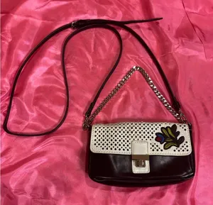 Dream Control-NYC Elegant Black&White PURSE with Floral embroidered Accent thumbnail 1
