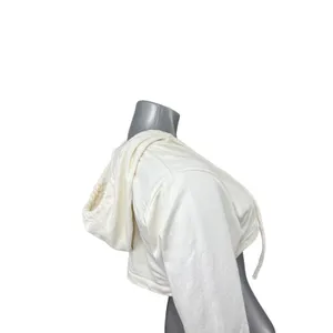 Zara Cropped Hoodie White Sweatshirt Shrug Medium Cotton Festival Minimalist thumbnail 5