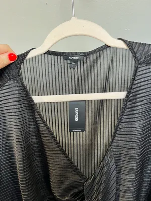 Sheer Black Ribbed Dress Top thumbnail 10