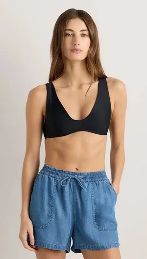 Quince Italian Plunge Bikini Top Black Size Small thumbnail 1