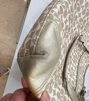 Coach Beige Signature Stripe Tote With Gold Trim thumbnail 8