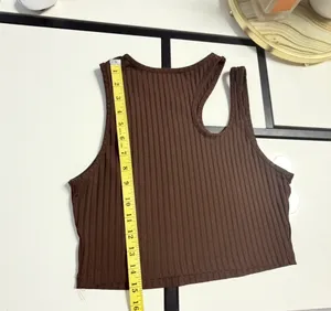 Sheila Fajl ✨ SHEIN Women’s Brown Ribbed Cutout Crop Tank Top – Size Small 🤎 thumbnail 7