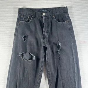 Aeropostale 90's Baggy Black Wash Button Fly Distressed Denim Jeans Size 0 thumbnail 7