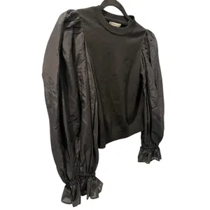 Alice + Olivia Silk Blend Balloon Long Sleeve Size XS Kirie Poet Black Blouse thumbnail 4