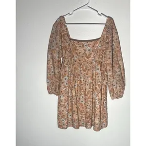 J.CREW Floral Square Neck Puff Long Sleeve Smocked Mini Dress 100% Cotton L thumbnail 13