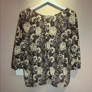 St. John’s Bay Women’s Knit Blouse Peasant Style Neutral Floral Size Large thumbnail 8