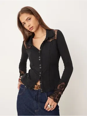 Free People Rosebud Cuff Top - Black thumbnail 3