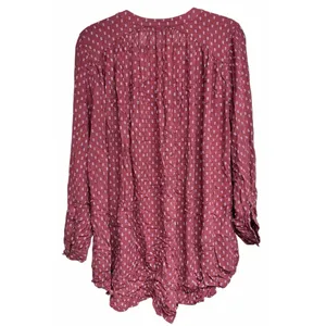 Free People Boho High Low Boyfriend Shirt Rust‎ Women's Size Large thumbnail 2