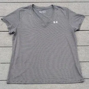 Under Armour Gray Short Sleeve V-Neck Heat Gear Loose Fit Shirt thumbnail 1