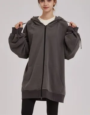 Nap Loungewear Full Zip Oversized Hoodie Sweatshirt Navy Blue‎ Women’s Sz XXS thumbnail 1