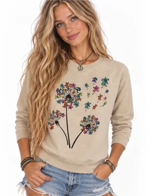 Grateful Dead Dancing Bears Dandelion Sweatshirt XS Hippie Deadhead Pullover thumbnail 1