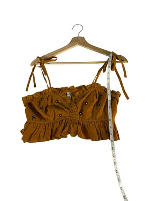 Intimately Free People On A Star Crop Cami Top M Beaded Floral Tie Strap Boho thumbnail 7
