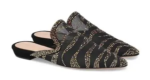 NIB GIANVITO ROSSI Raja Crystal Slide Shoe Shoes Black 8.5 thumbnail 1