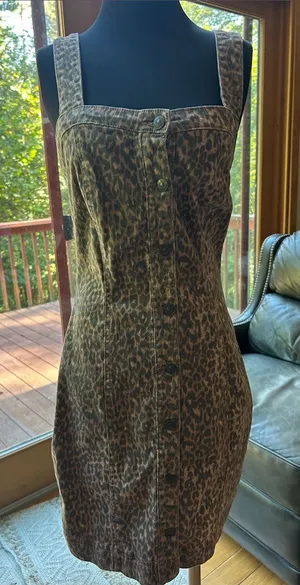 Jessica Simpson Leopard-Print Button-Front Mini Dress in Brown thumbnail 1