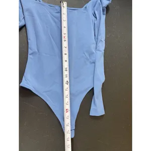 Babaton Aritzia Contour Bodysuit Blue Square Neck Long Sleeve Fitted S thumbnail 9