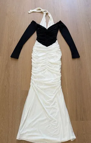 Outcast Maxi Dress Halter Tahiti Size S Black White thumbnail 1