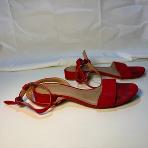 Womens A New Day Red Sandals Size 6 Low Block Ankle Strap Everyday Event Summer thumbnail 3