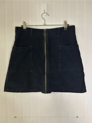 Altar'd State Black Corduroy Front-Zip A-Line Skirt Size Medium thumbnail 3