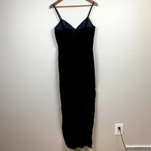 Roberta‎ Evening Gown 13/14 Black Velvet Lace Sheath V-Neck Long Slit Vintage thumbnail 6