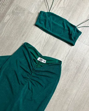 Tiger Mist Chantelle Top And Skirt Set In Green thumbnail 2