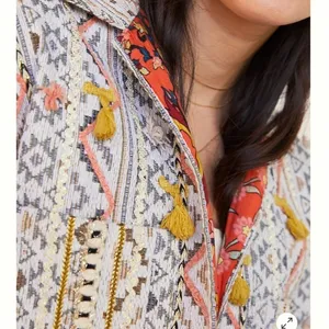 ANTHROPOLOGIE Verb Kellianne Bohemian Rug Tasseled Shirt Jacket Size L NEW thumbnail 13