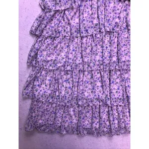 Altar'd State Halter Top Women Medium Purple Floral Tiered Ruffle Rosette Boho thumbnail 7