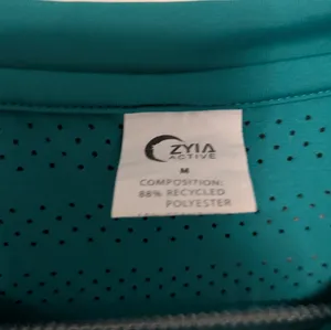 Zyia Teal Chill Long Sleeve Perforated Striped Tee Shirt Long Sleeve Medium thumbnail 4