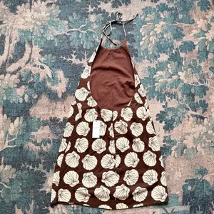 NWT Abercrombie & Fitch Open Back Halter Linen Blend Mini Dress in Seashell Print - S thumbnail 6
