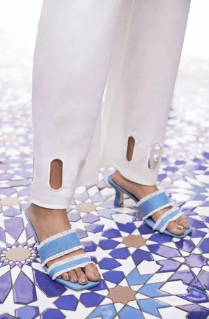 Fae denim fringe slides sandals size IT 39 US 9 thumbnail 3