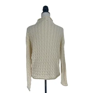 KULE The Mirabelle Cream Mock‎ Neck Cable Knit Cotton Sweater Size Medium thumbnail 11