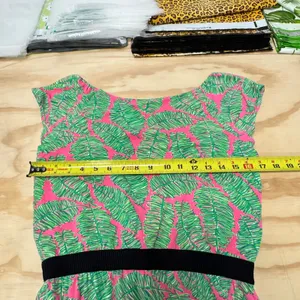 Lilly Pulitzer Pink‎ Green Palm Leaf Print Tunic Top Small Tropical Boat Neck thumbnail 8