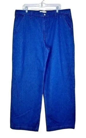 Abercrombie & Fitch Mid Rise Baggy Wide Leg Dark Denim Trouser‎ Jean Size 33 16L thumbnail 1